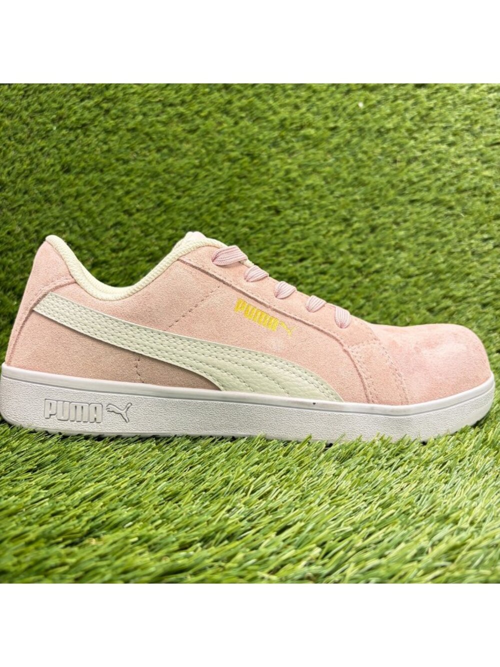 Puma Iconic Suede Low Womens Size 11 Pink White Composite Toe Safety Work Shoes